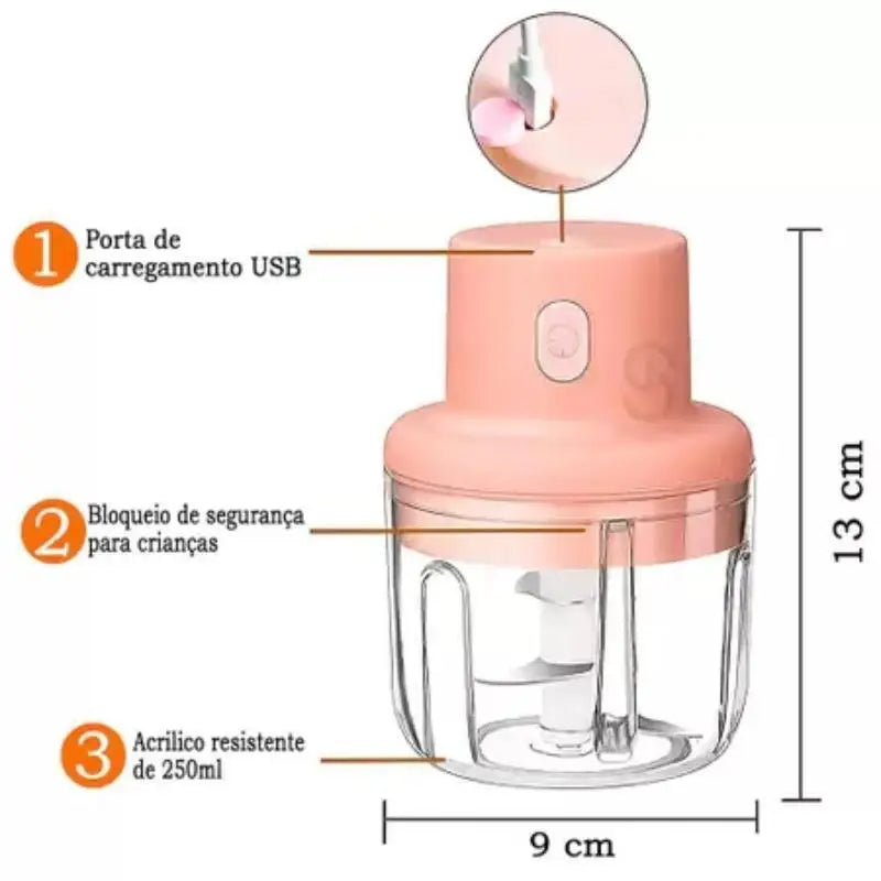 Mini processador de alimentos elétrico 250ml triturador recarregável sem fio utensílio de cozinha